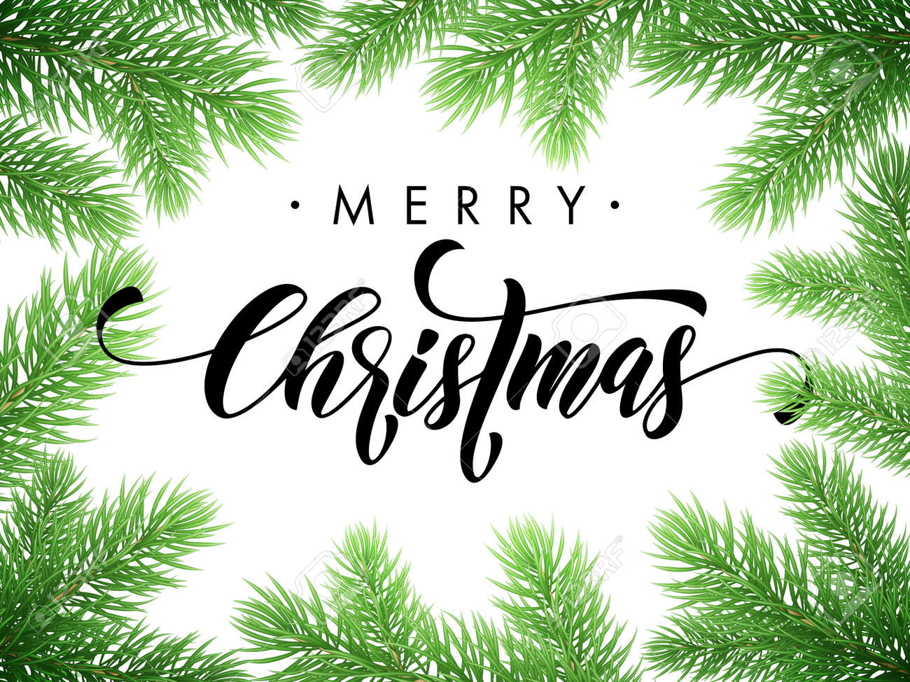merry christmas greeting card poster template of pine and fir christmas tree poster template