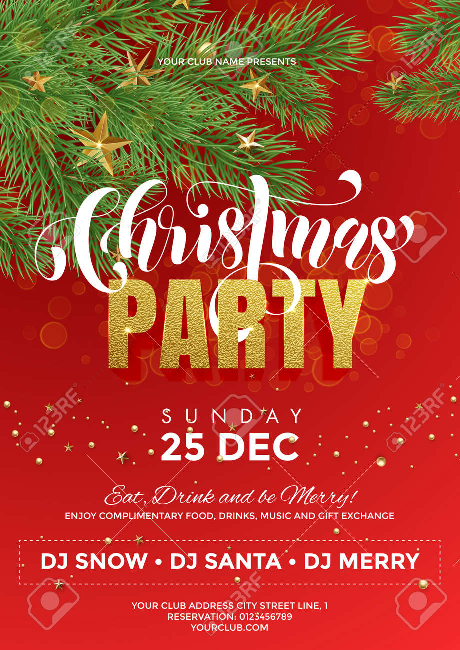 holiday celebration party template flyer poster banner red flyer decorations