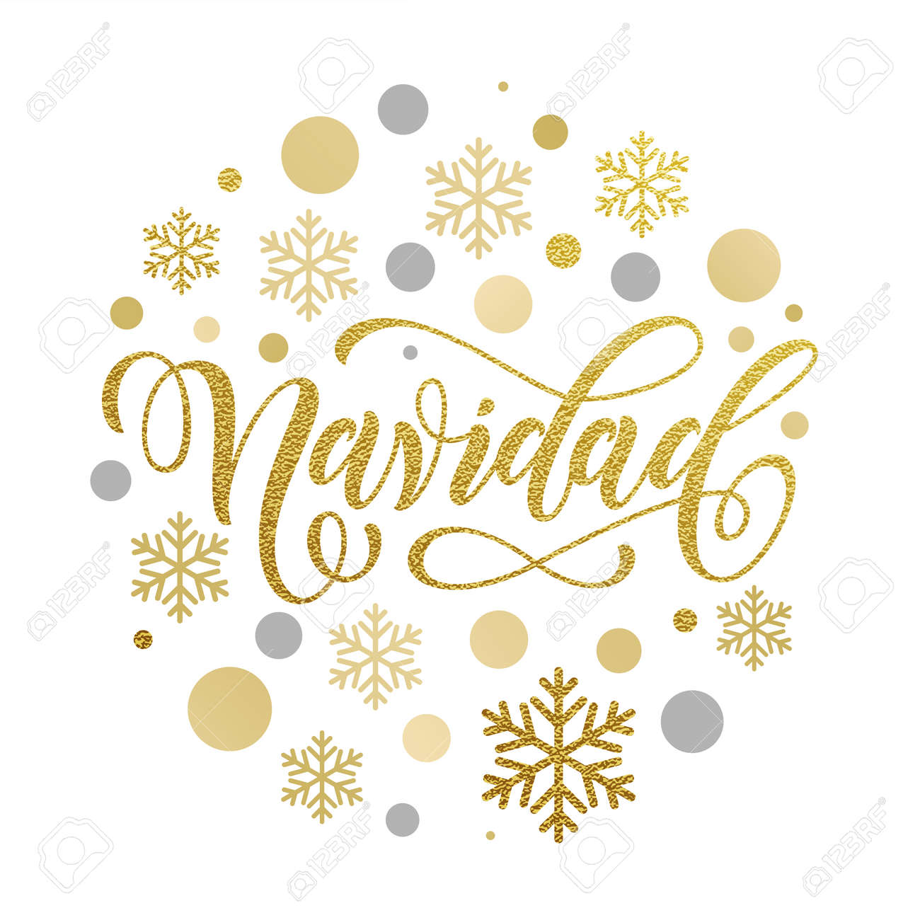 Christmas In Spanish Greeting Navidad Card With Golden And Silver