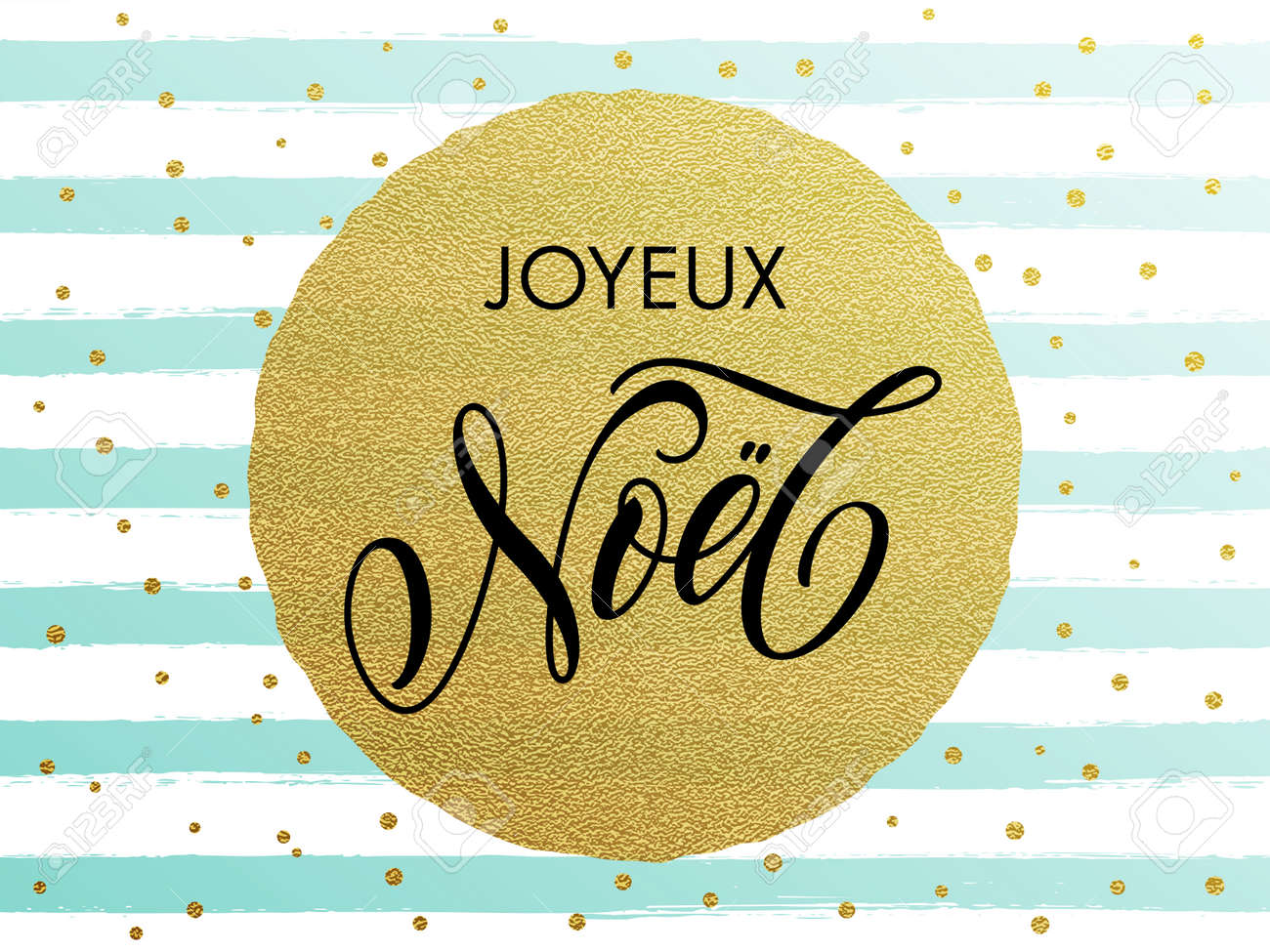 Joyeux Noel En Or Francais Dorure Dorure Feuille Raye Carte De Voeux Joyeux Noel Vecteur Rayures Givrees De Givre De Neige D Hiver Avec Ornement De Boule De Cercle Scintillant Dore Et Lettrage