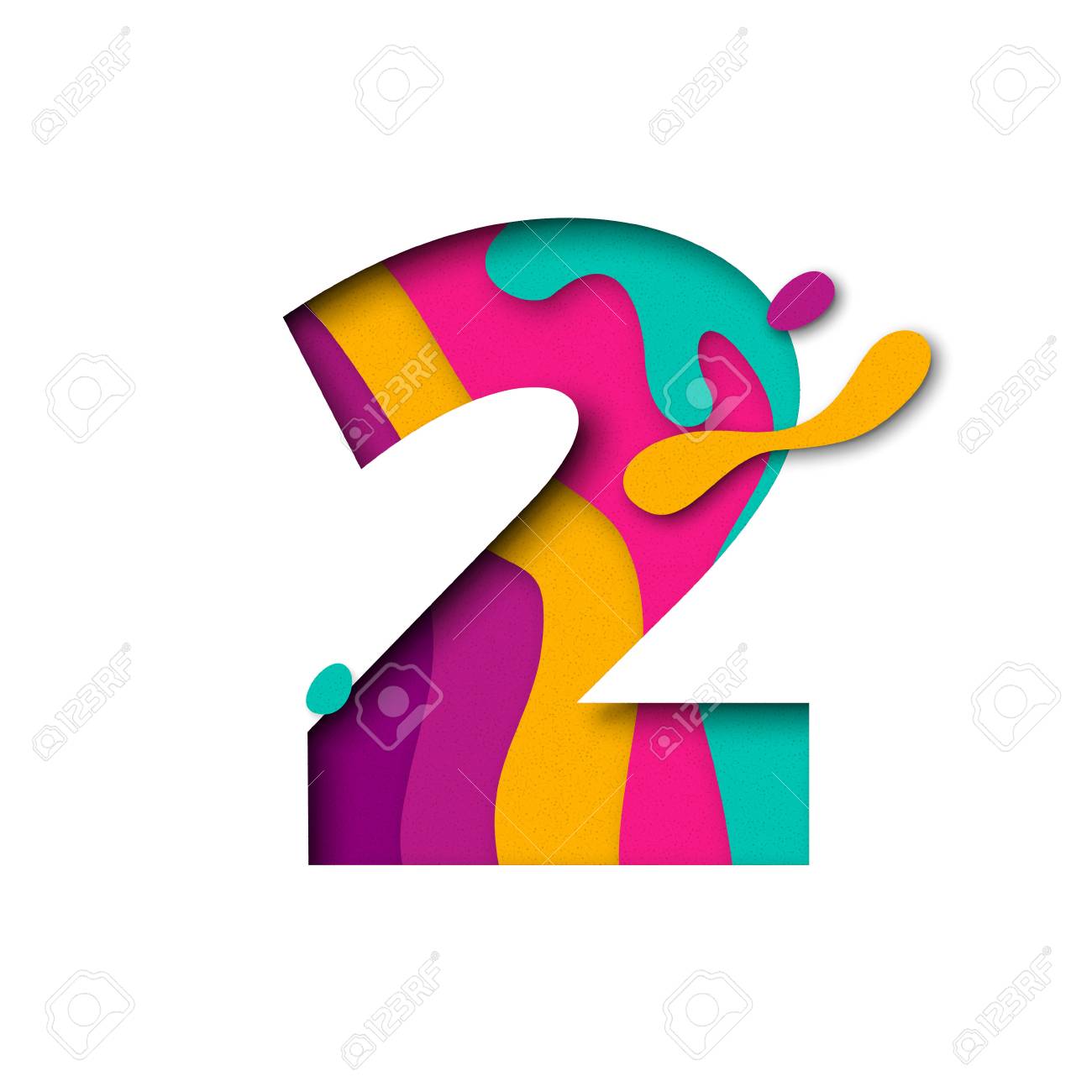 紙はカット数は 2 つの 2 文字です リアルな 3 D マルチ レイヤー 白い背景で隔離 Papercut 効果です アルファベット文字 フォントの図 誕生日や結婚式の挨拶のデザインの装飾要素 のイラスト素材 ベクタ Image