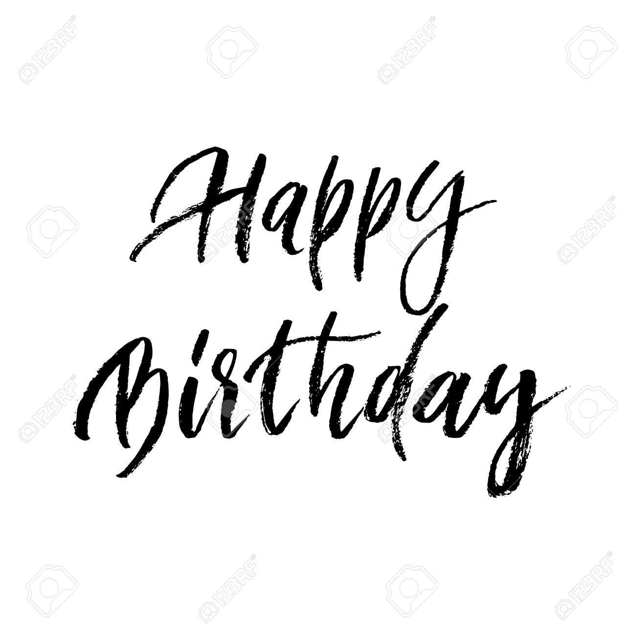 happy birthday greeting card calligraphy hand drawn vector paint paint brush font