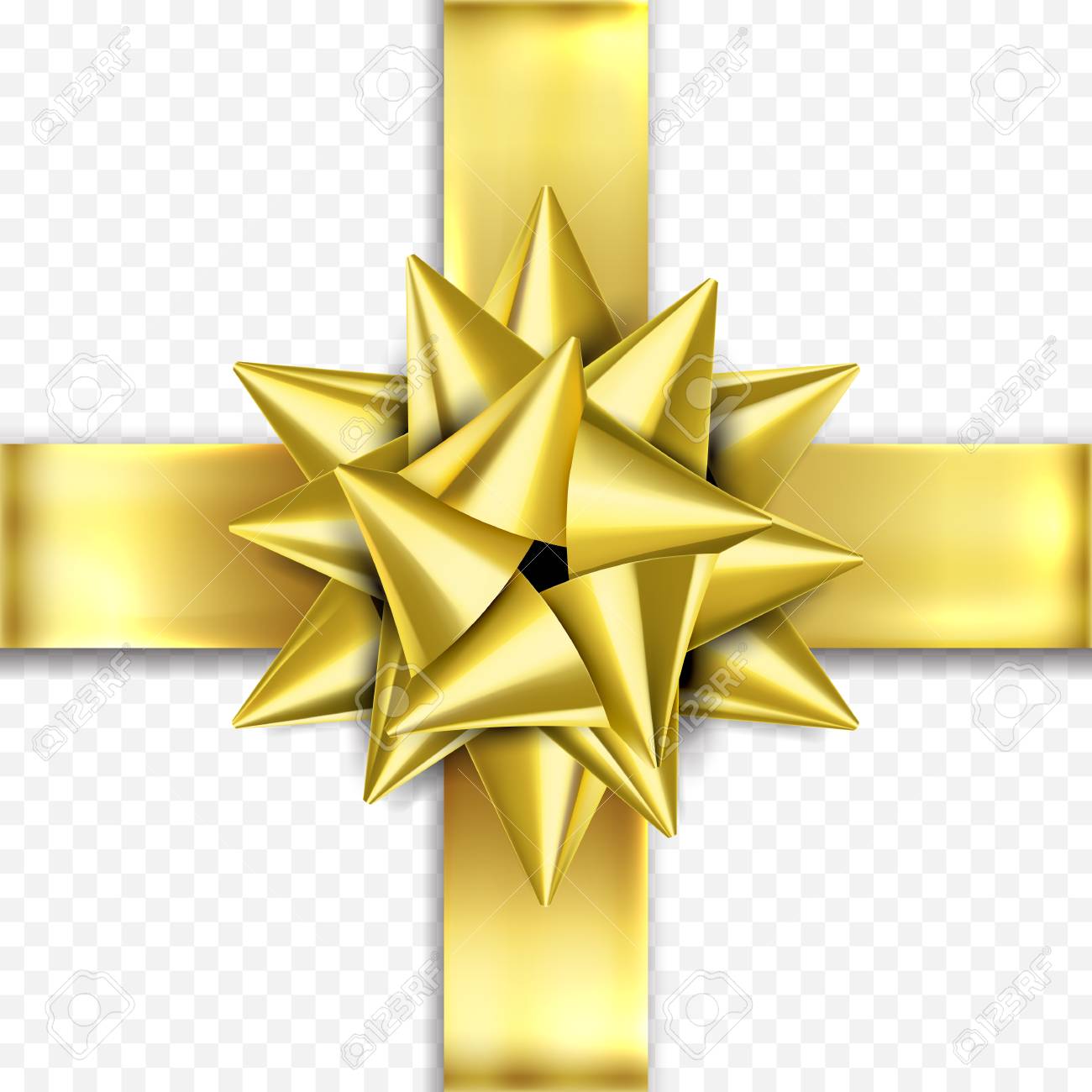 golden gift bow ribbon design template for birthday new year