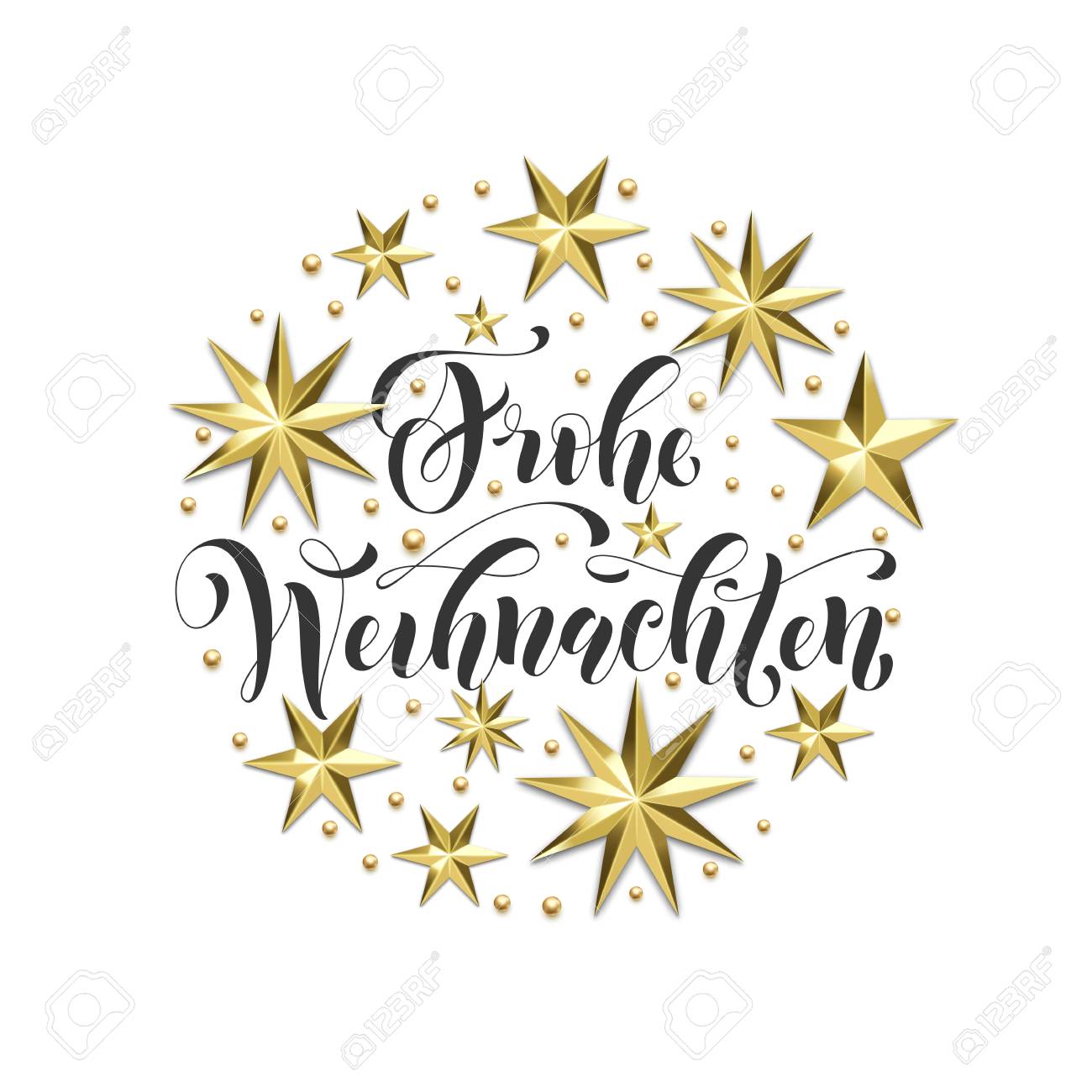 Frohe Weihnachten German Merry Christmas Golden Decoration Calligraphy Royalty Free Cliparts Vectors And Stock Illustration Image