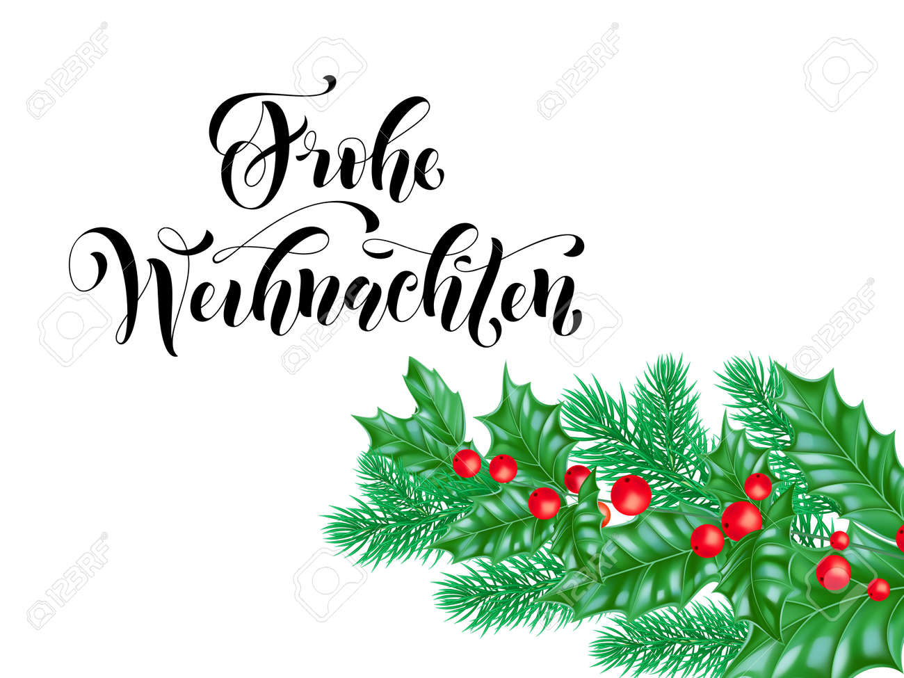 Frohe Weihnachten German Merry Christmas Holiday Hand Drawn Royalty Free Cliparts Vectors And Stock Illustration Image