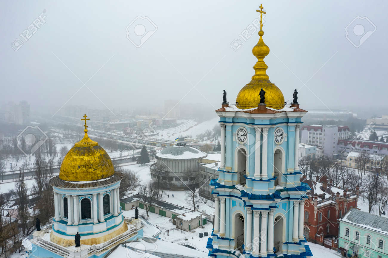 The Sumy city in the winter aerial view - 164874630 The Sumy city in the winter aerial view - 164874630
