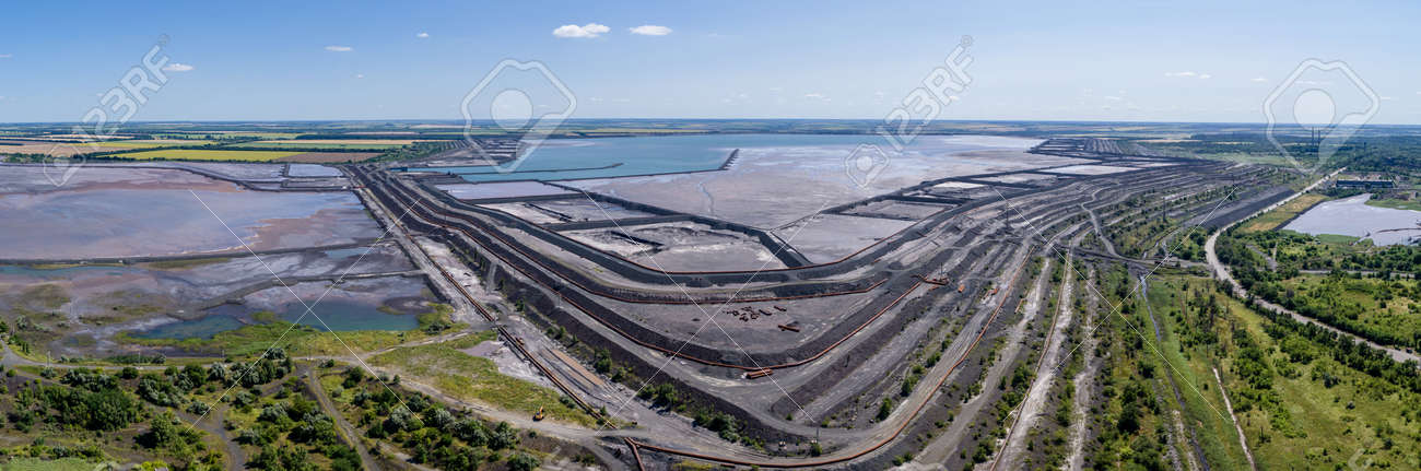 Tailing dump in Kryvyi Rih aerial panorama view - 172375296 Tailing dump in Kryvyi Rih aerial panorama view - 172375296