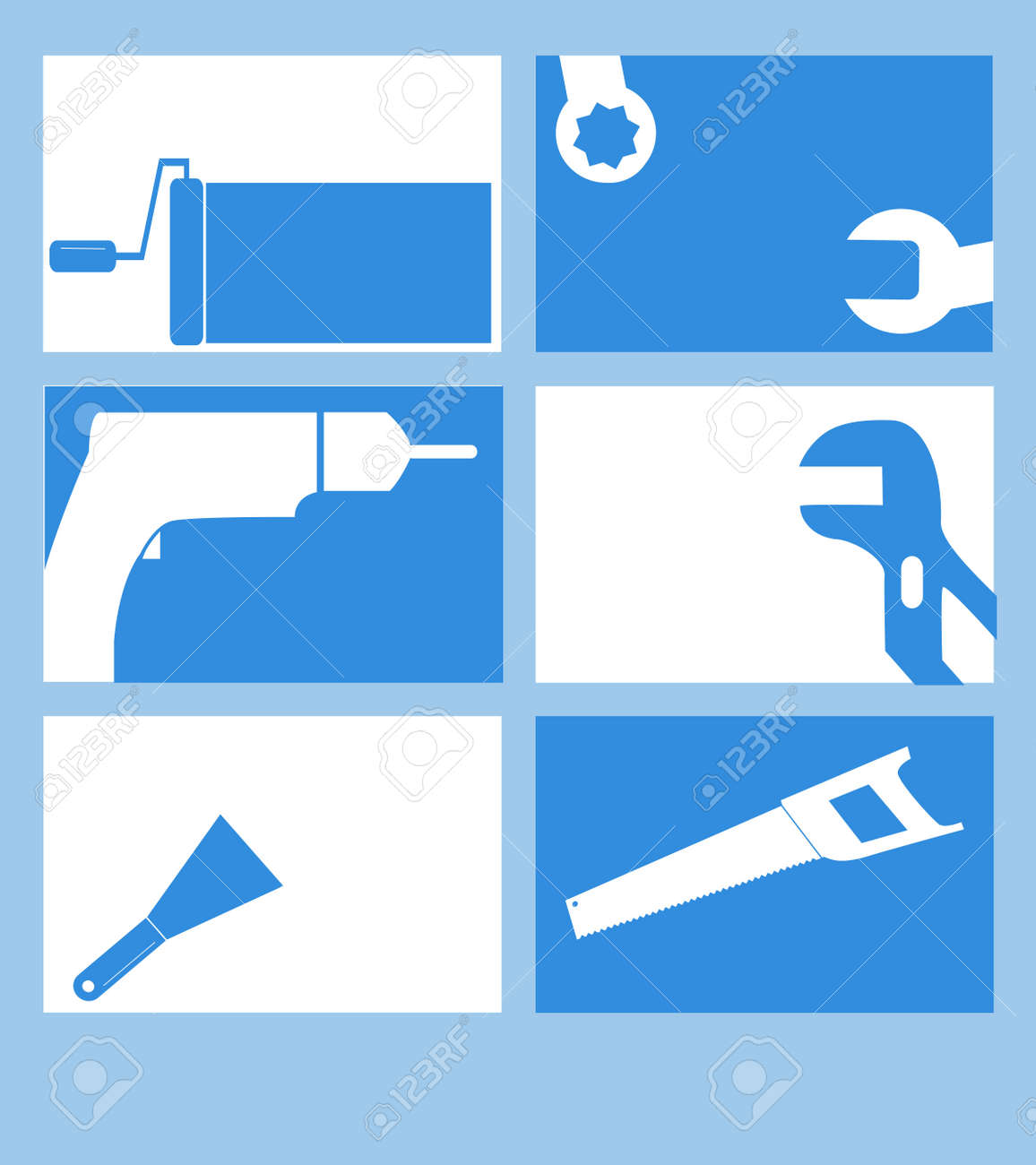 six simple business card designs for tradesmen royalty free cliparts