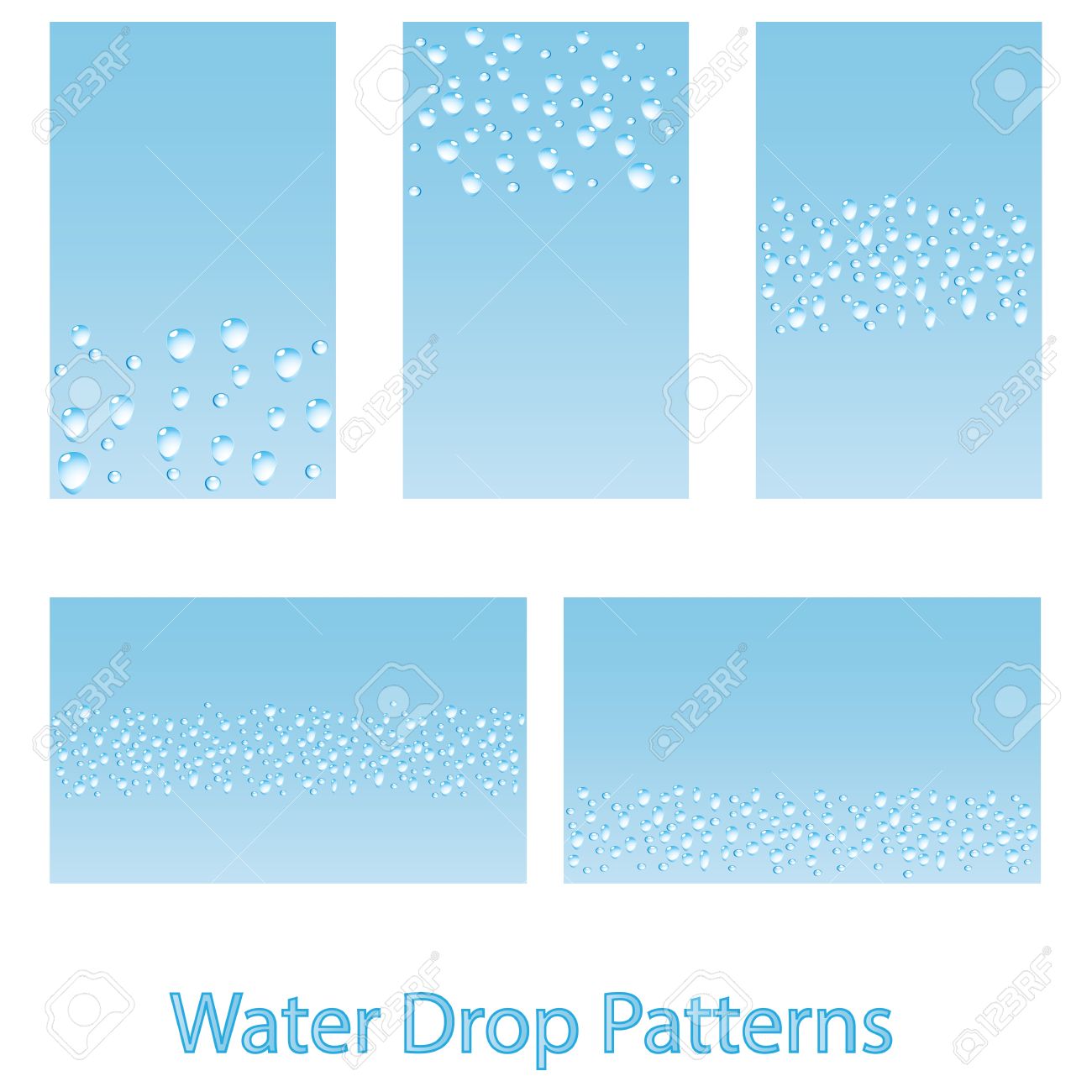 five business card or background designs based on water drops water drop designs