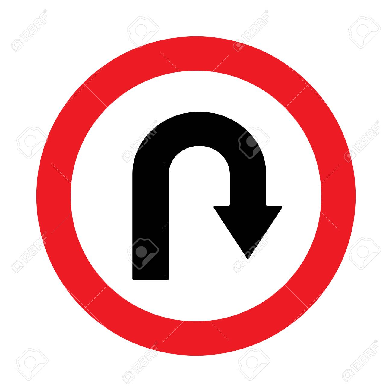 Prohibition Sign U Turn Vector Illustrations Royalty Free