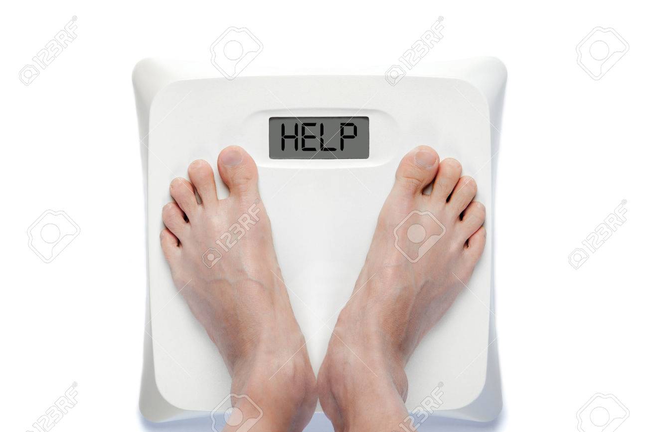 Feet On Bathroom Scale With The Word HELP On Screen. Signifies Either  Overweight Or Underweight Health Problems. Stock Photo, Picture and Royalty  Free Image. Image 66311643.