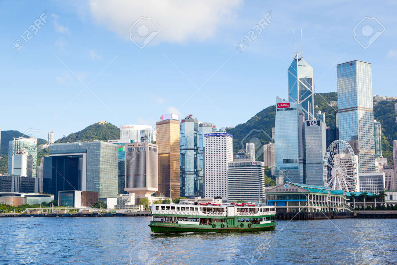 A Ferry Cruises Victoria Harbour At Tsim Sha Tsui In Hong Kong Stock Photo Picture And Royalty Free Image Image