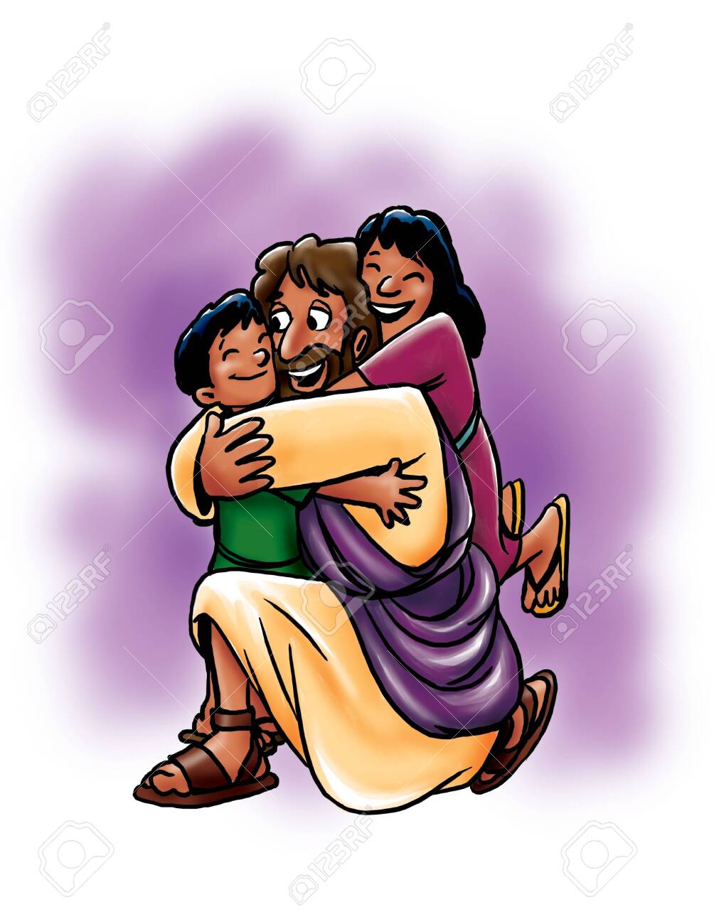 Jesus Hugging Children Stock Photo, Picture and Royalty Free Image. Image  126584164.