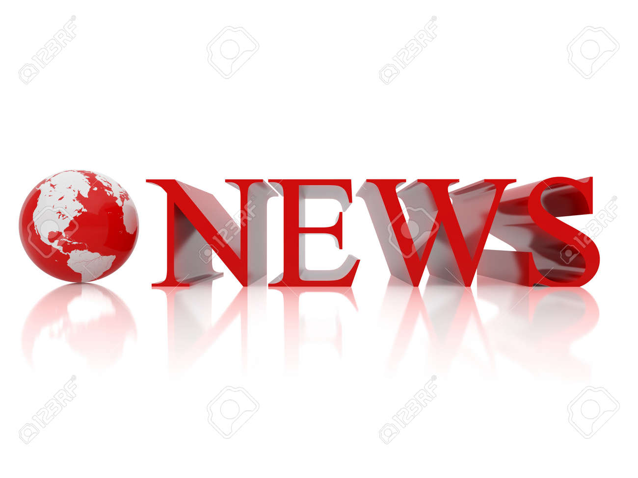 The Globe And Sign On News. 3d Illustration Over White Backgrounds. Stock Photo, Picture And Royalty Free Image. Image 6987388.