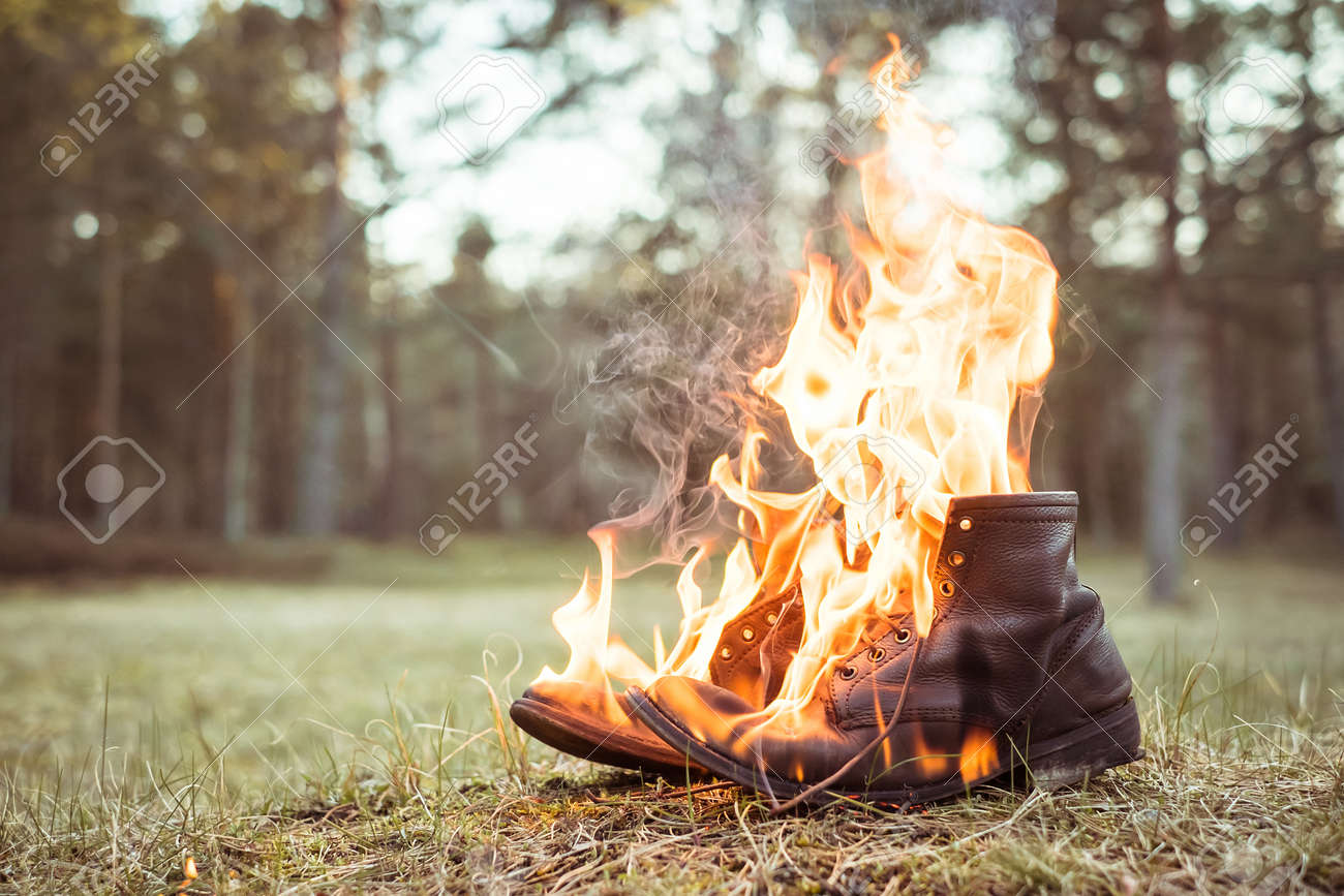 shoes on fire