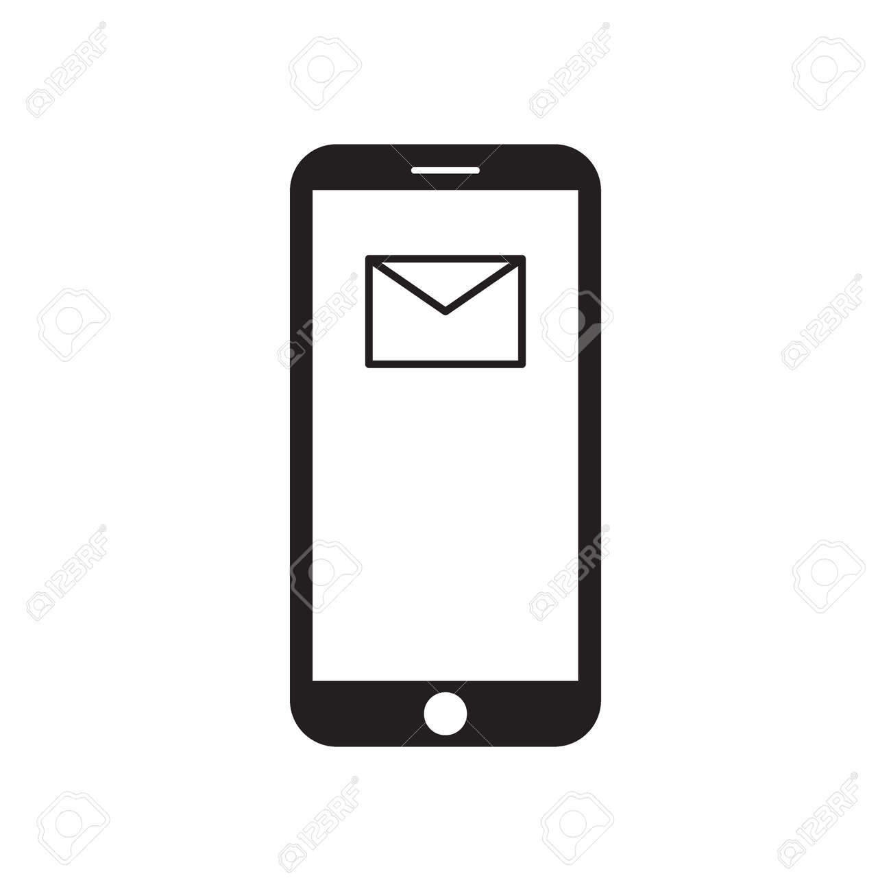 Smartphone With Mail Icon On The Screen Modern Gadget Mobile Device Mail Email Icon Envelope Black And White Vector Illustration Royalty Free Cliparts Vectors And Stock Illustration Image