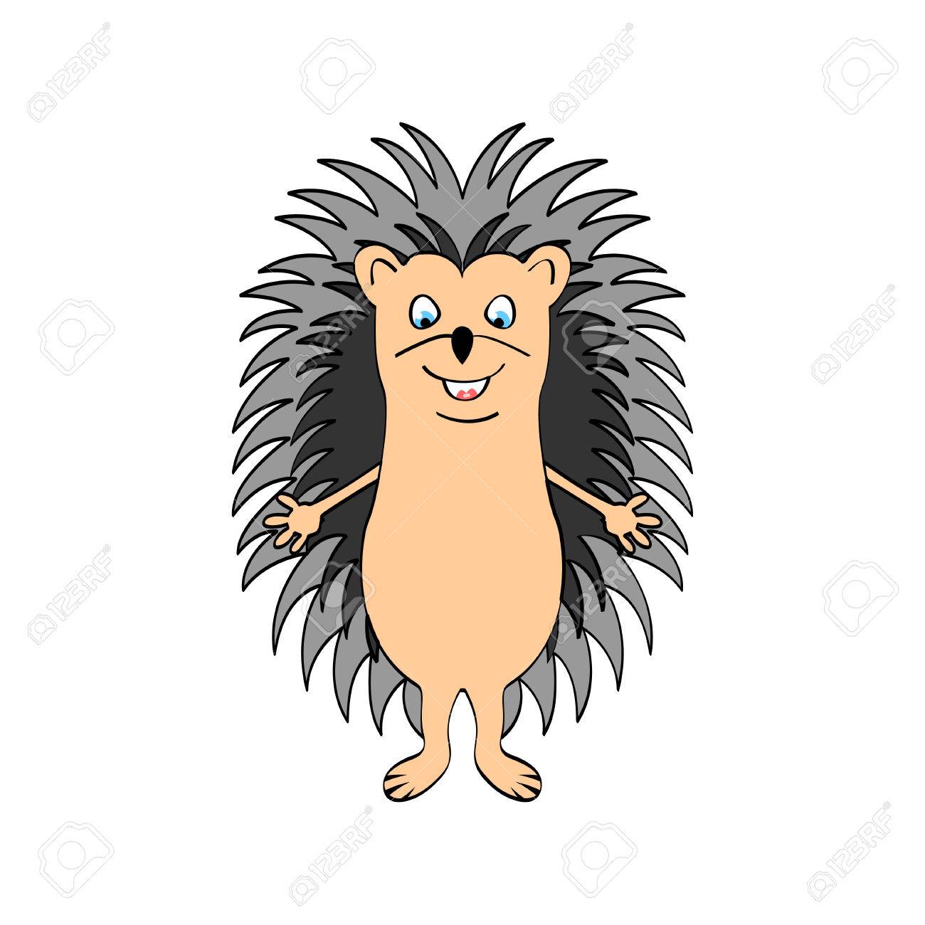 Dessin De Croquis De Herisson Drole Isole Sur Fond Blanc En Couleur Clip Art Libres De Droits Vecteurs Et Illustration Image