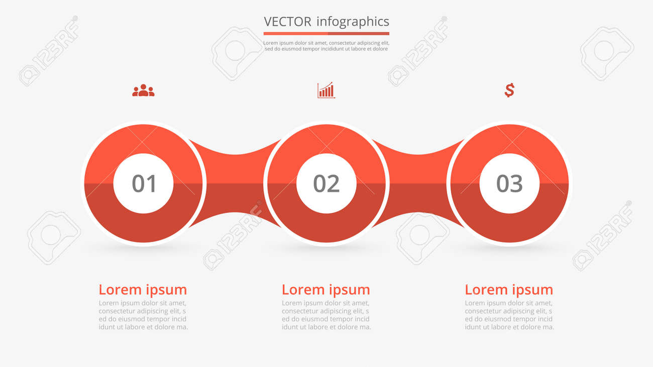 step by step infographic template presentation slide with 3 presentation trainings