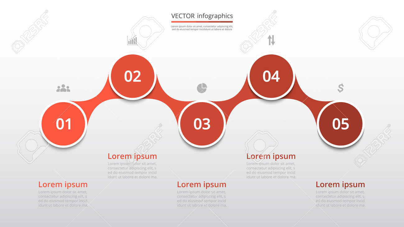 step by step infographic template presentation slide with 5 presentation trainings