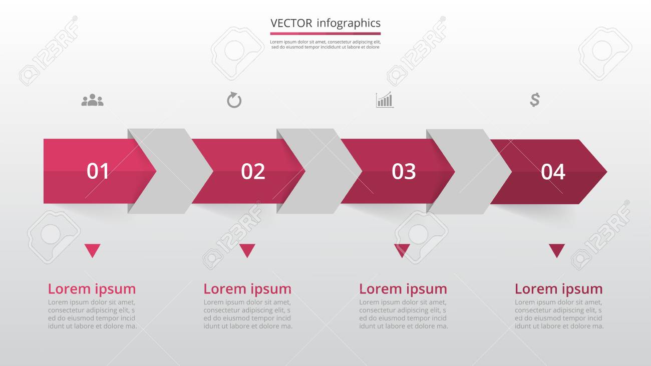 step by step infographic template presentation slide with 4 presentation trainings