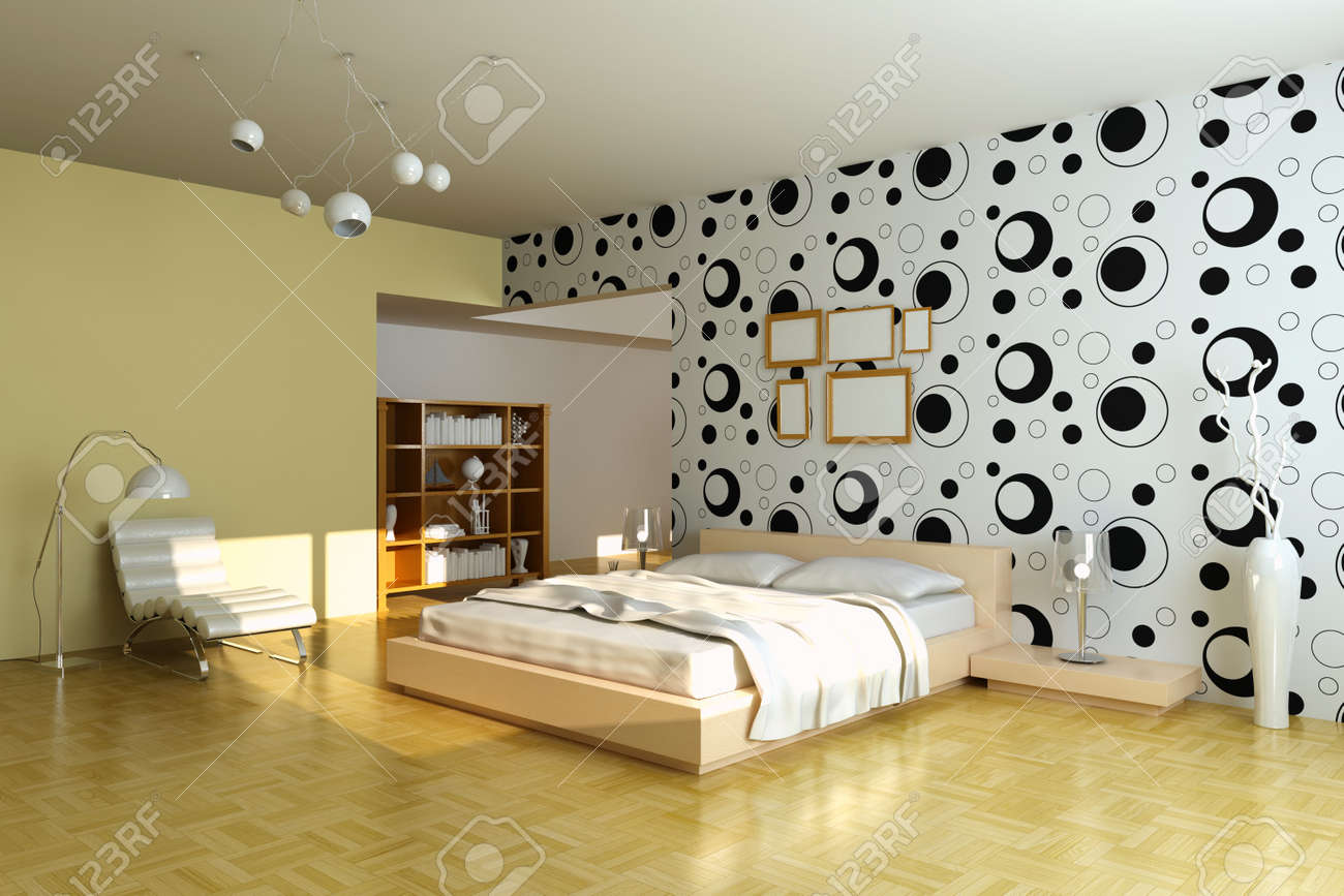Moderna bedroom.3d render.i sono l'autore di carta da parati foto ...