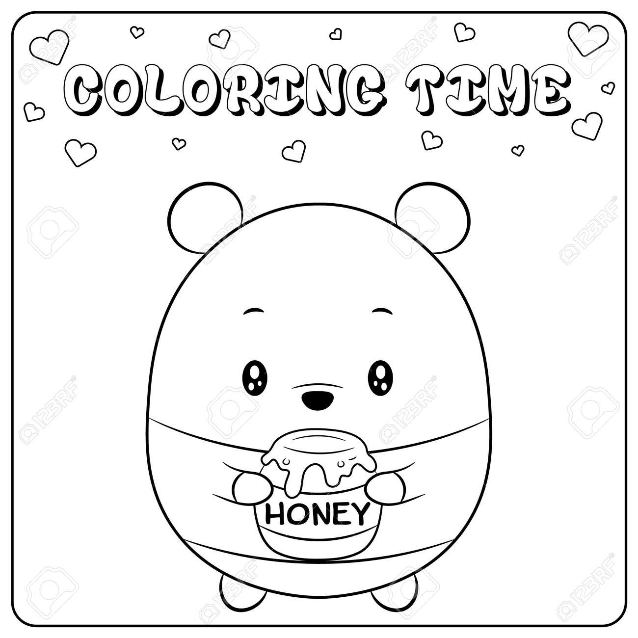 귀여운 곰돌이 푸우 색칠하기 스케치 로열티 무료 사진, 그림, 이미지 그리고 스톡포토그래피. Image 155687864