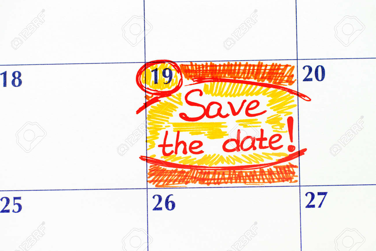 reminder save the date in calendar close up stock photo picture