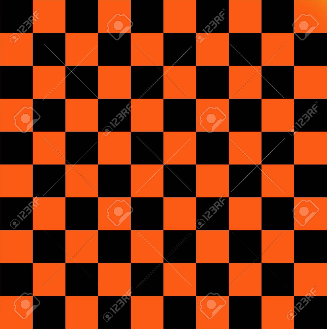 黒とオレンジ色の装飾的な要素としてチェッカーフラッグの写真素材