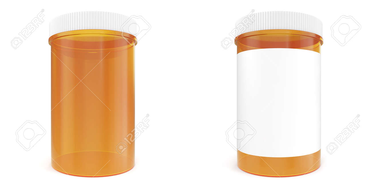 set bottle of prescription pill with labels template 3d pill template