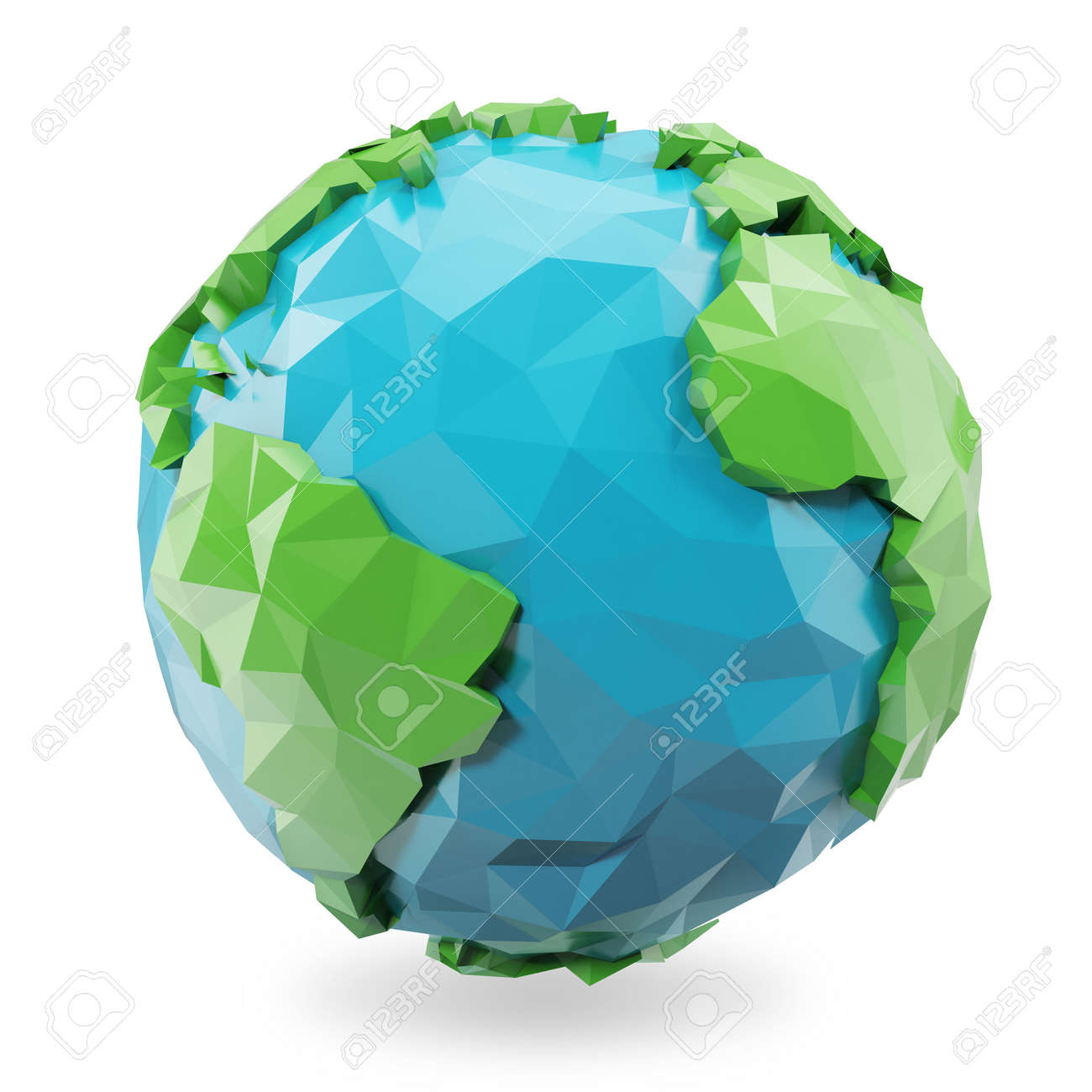 3d rendering low poly earth globe illustration polygonal globe