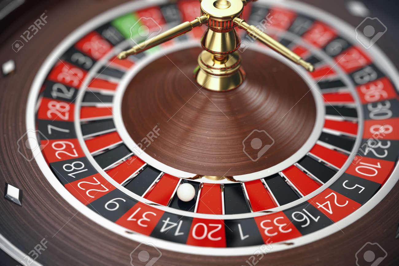 ラスベガスカジノルーレット3Dレンダリングコンセプト。カジノルーレットゲーム。カジノギャンブルのコンセプト。の写真素材・画像素材 Image  92330849