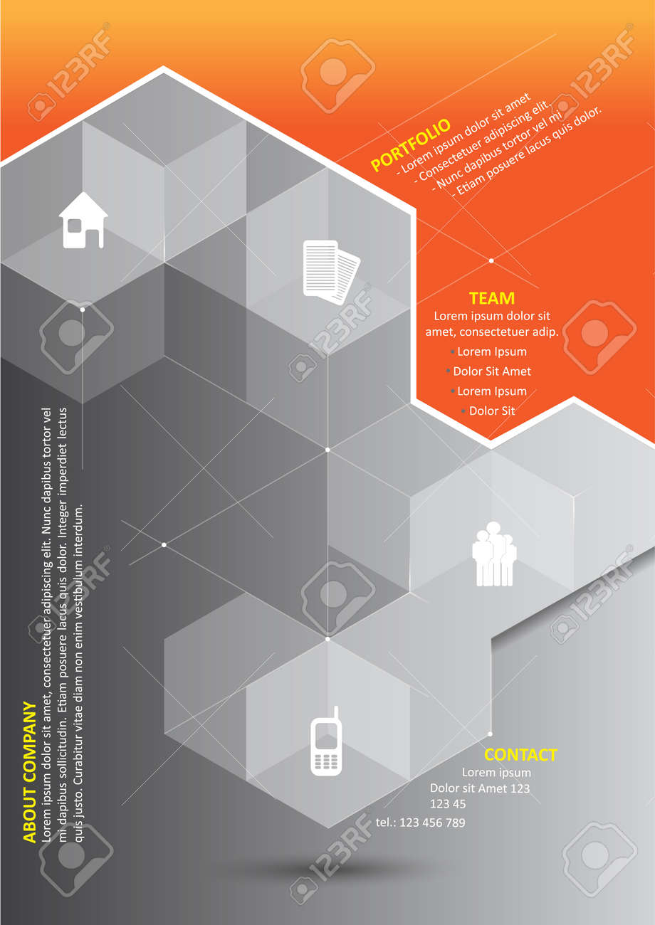 3d gray cubes and corporate presentation icons and place for where place flyers used