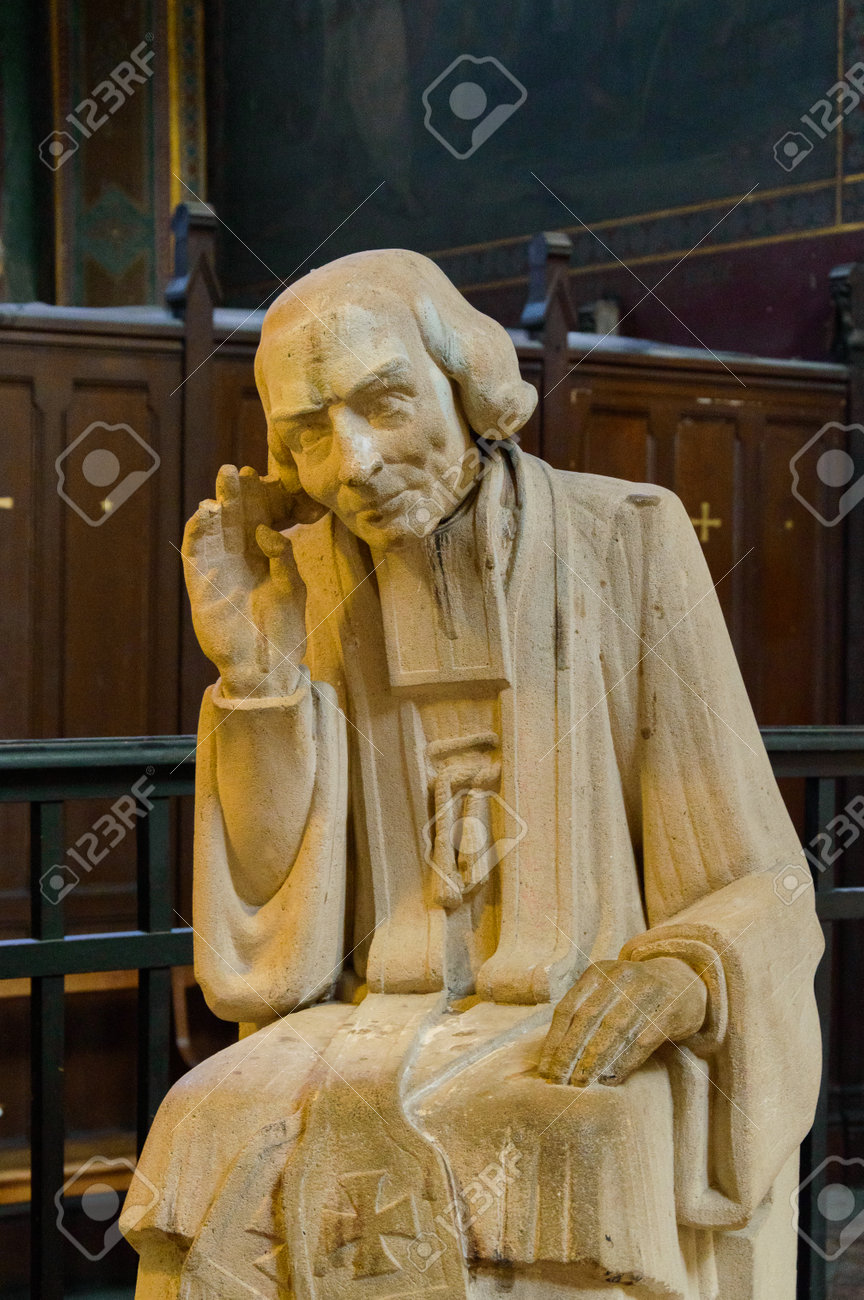 France Paris September 26 2014 Sculpture Of St Jean Marie Vianney French Parish Priest Circa 1986 In Catholic Cathedral Stock Photo Picture And Royalty Free Image Image 162677853