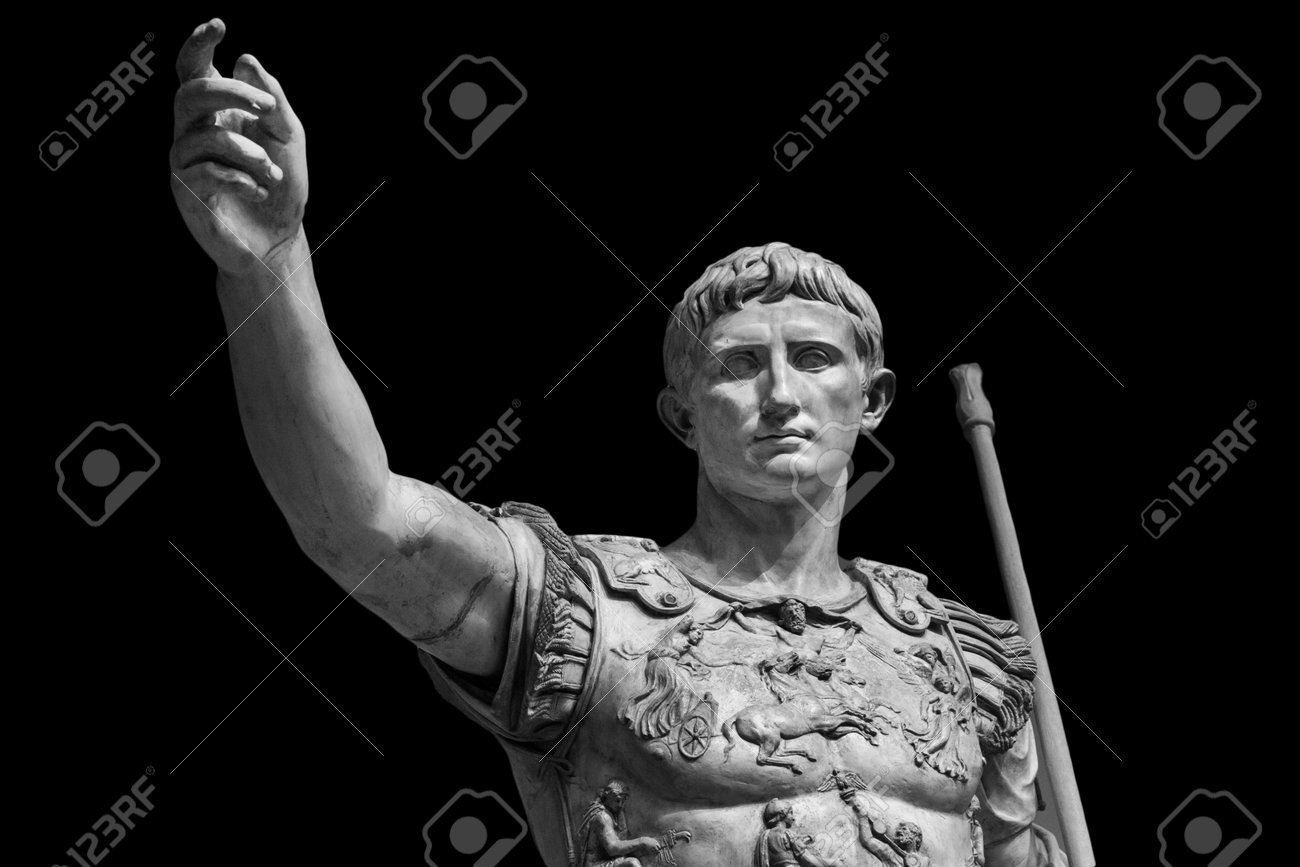 Caesar Augustus, The First Emperor Of Ancient Rome. Bronze Monumental  Statue In The Center Of Rome Isolated On Black Background. Stock Photo,  Picture and Royalty Free Image. Image 130809842., image size:1300x867
