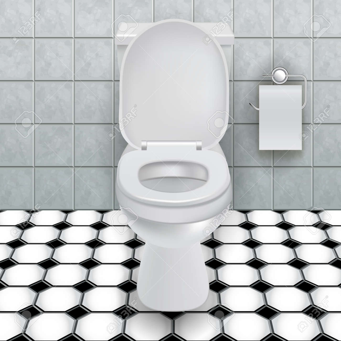 Taza del inodoro en un baño moderno. ilustración vectorial ...