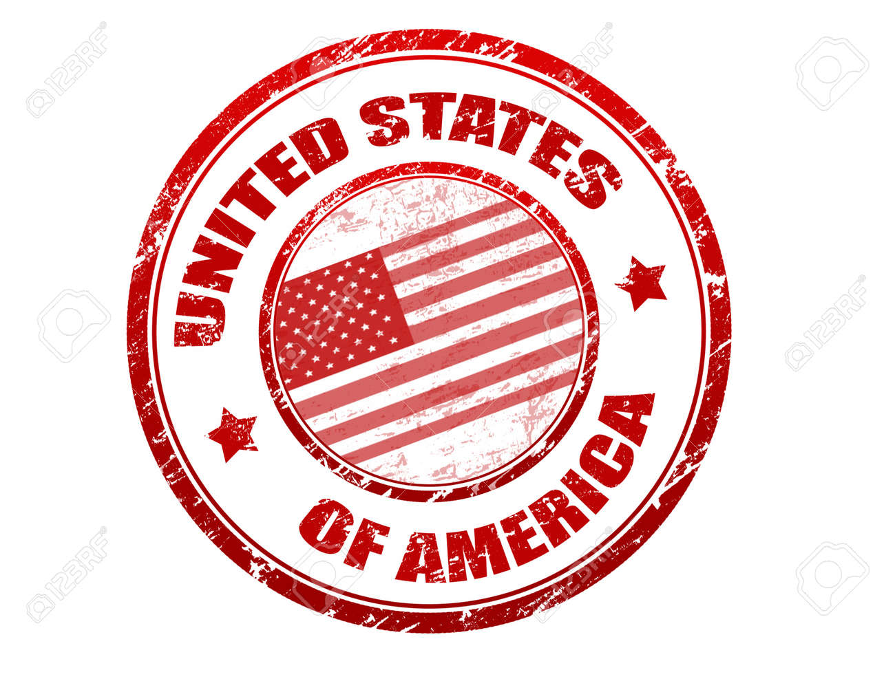 red grunge rubber stamp with u s flag and the name of united