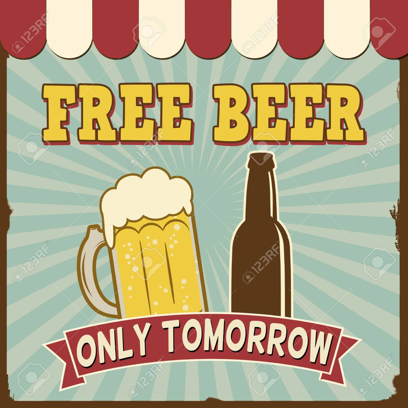 無料ビール明日ポスター ビンテージ スタイルで ベクトル イラスト のイラスト素材 ベクタ Image
