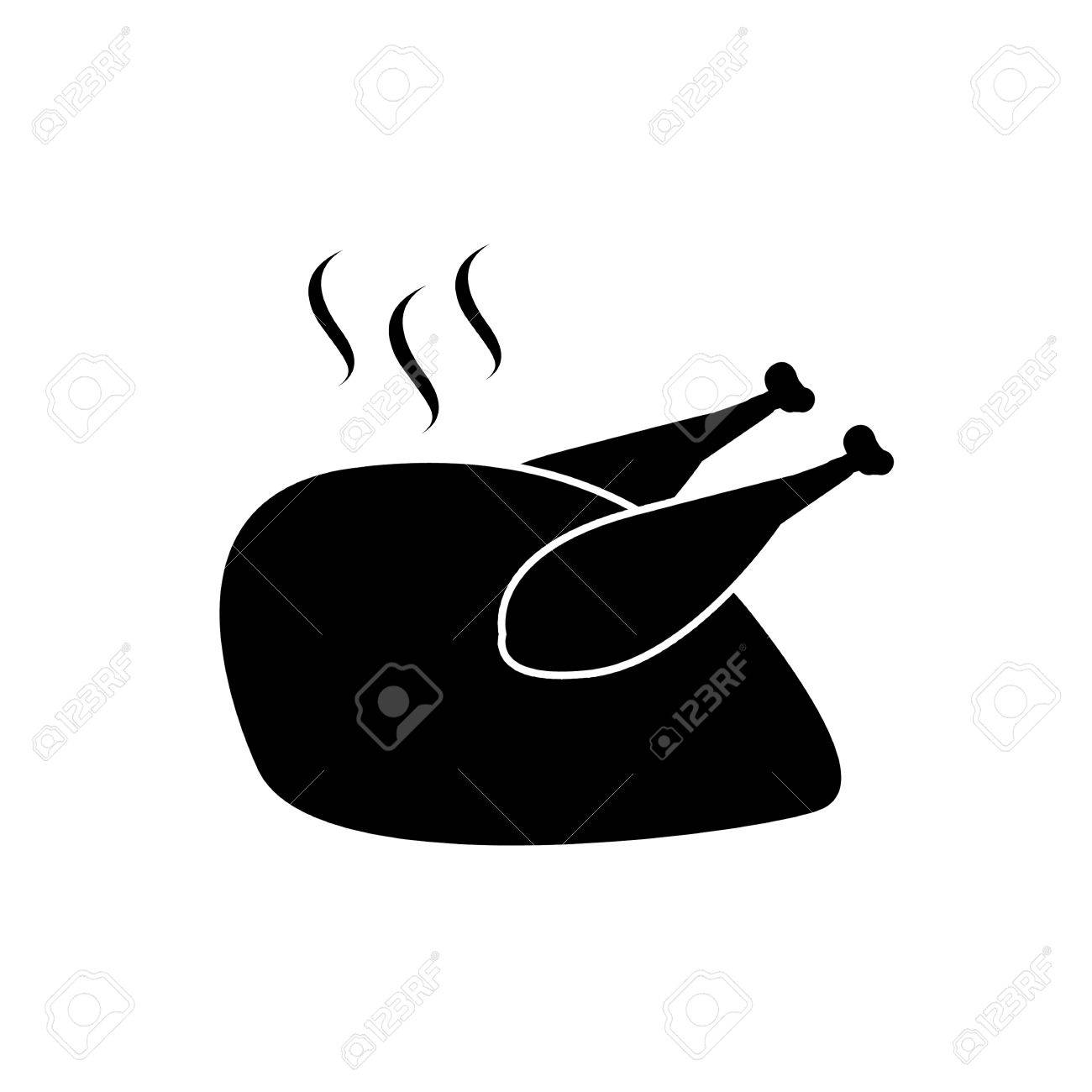 白の背景 ベクトル イラストにロースト チキン アイコンのイラスト素材 ベクタ Image 35836285