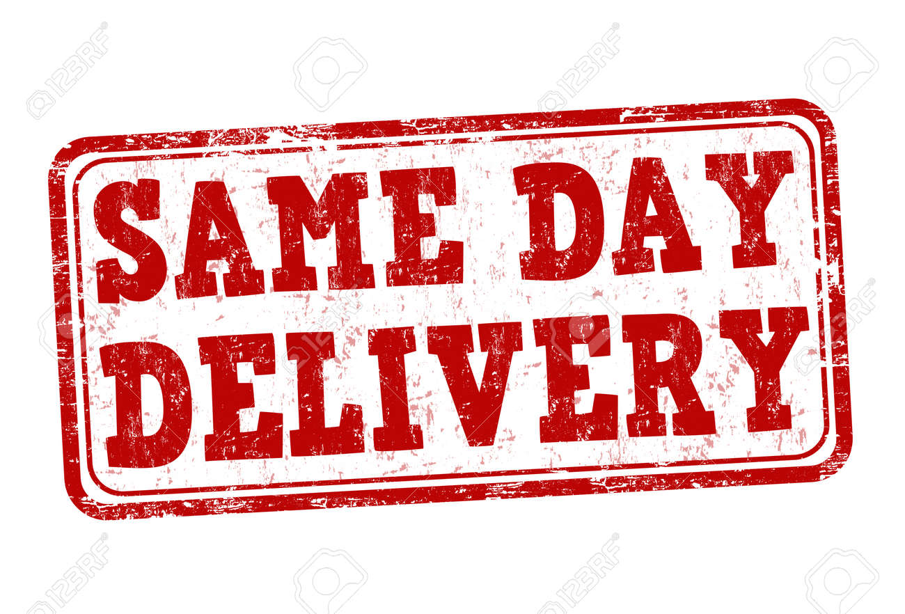 same day delivery grunge rubber stamp on white background, vector