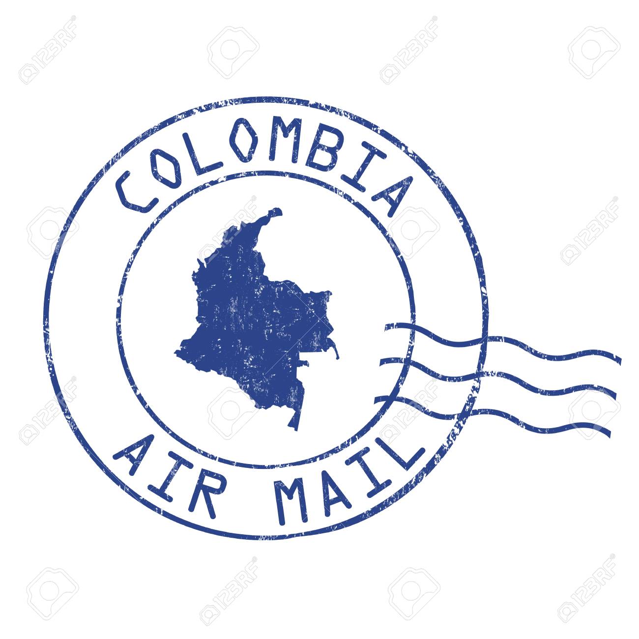 Colombia Post Office, Air Mail, Grunge Rubber Stamp On White Background,  Vector Illustration Royalty Free SVG, Cliparts, Vectors, and Stock  Illustration. Image 77772016., image size:1300x1300