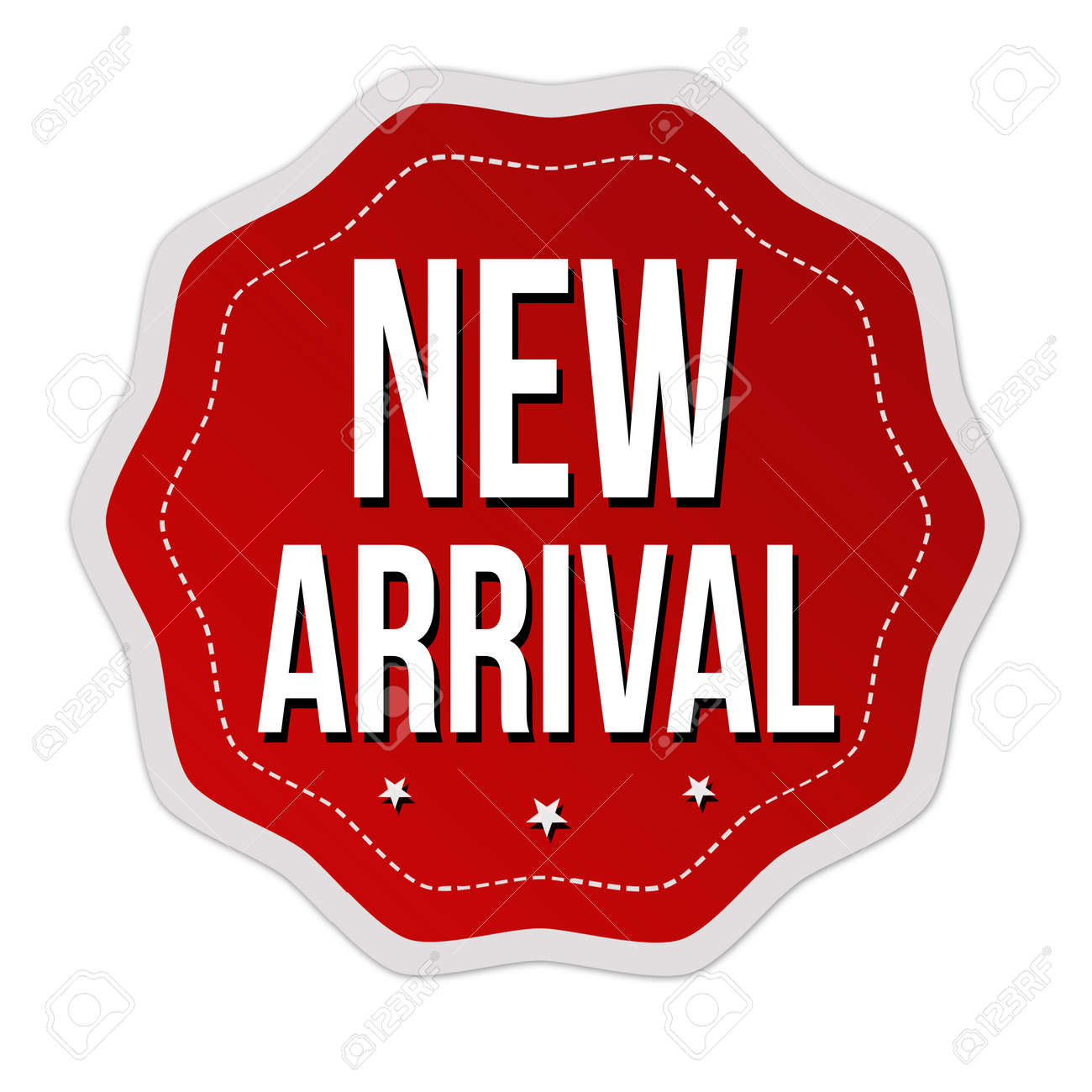 白い背景に新しい到着ラベルやステッカー ベクトルイラスト のイラスト素材 ベクタ Image
