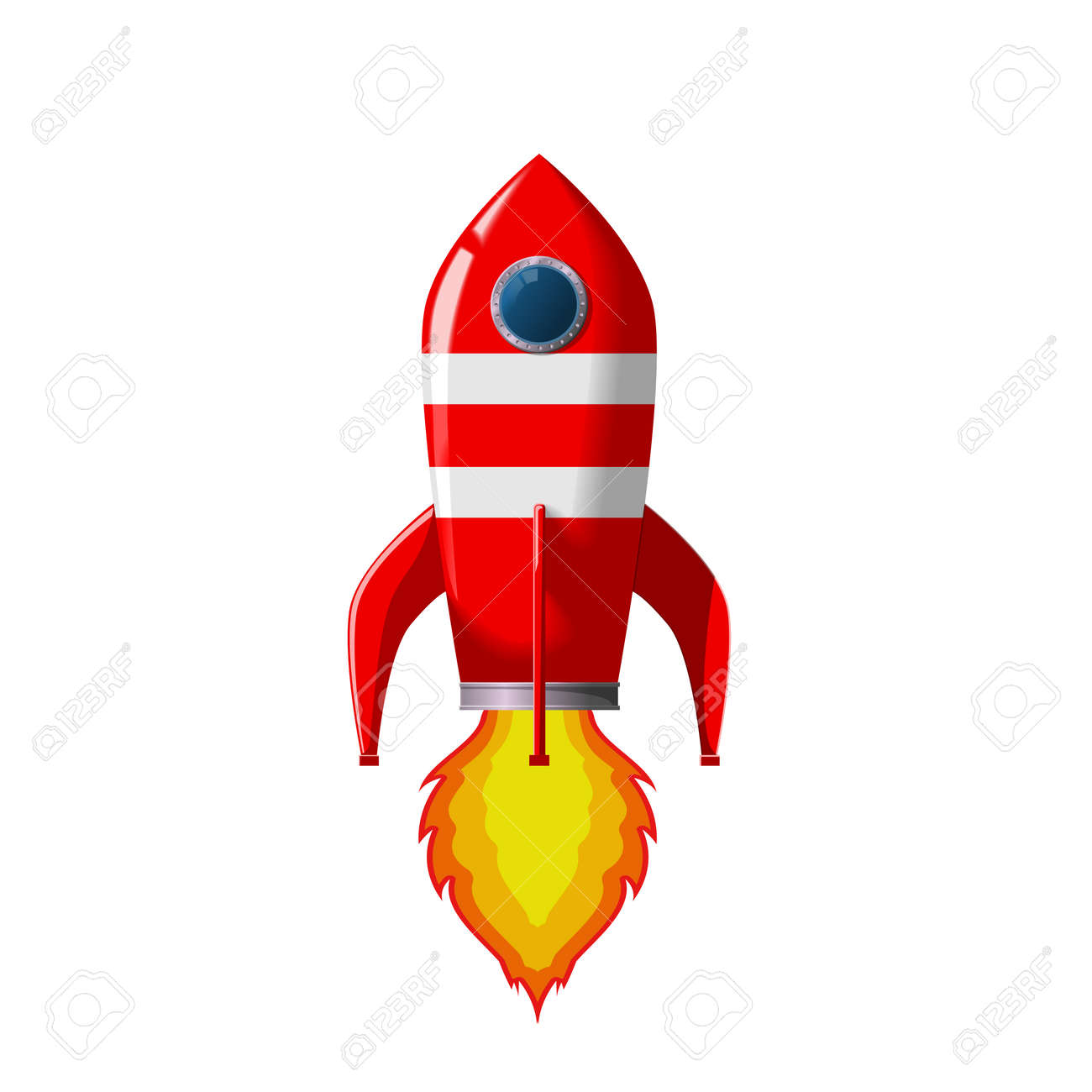 レトロ宇宙ロケットをオフに持ち上げます のイラスト素材 ベクタ Image