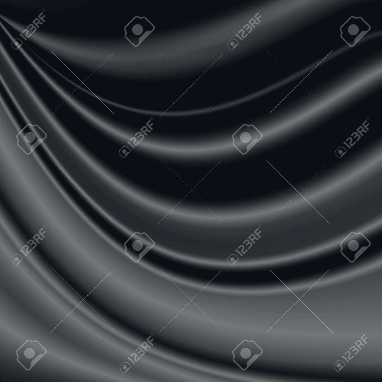 黒と灰色の抽象的な背景サテン生地波模様 の写真素材 画像素材 Image