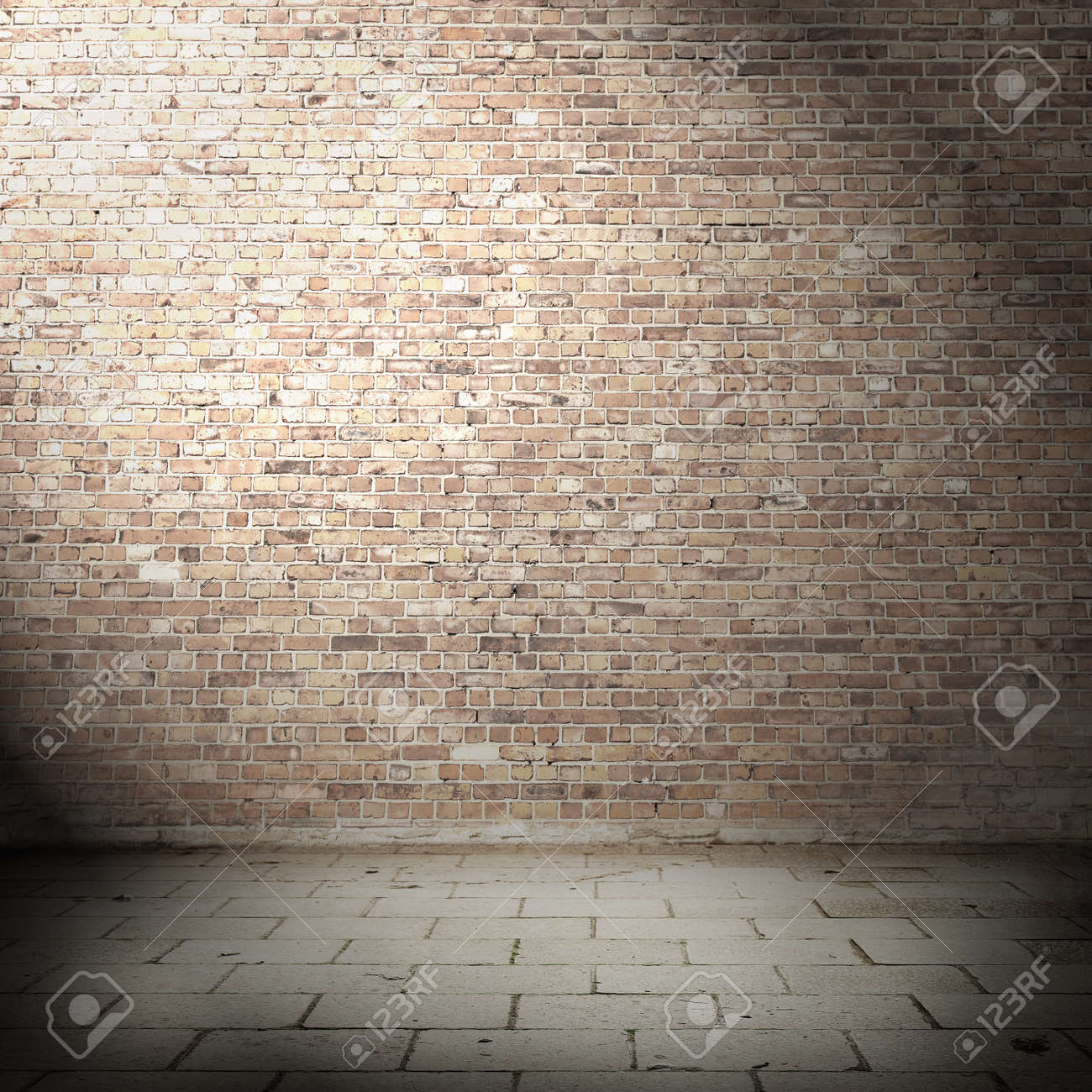 Cuarto Vacio Interior Fondo Pared De Ladrillo Rojo Y El Pavimento