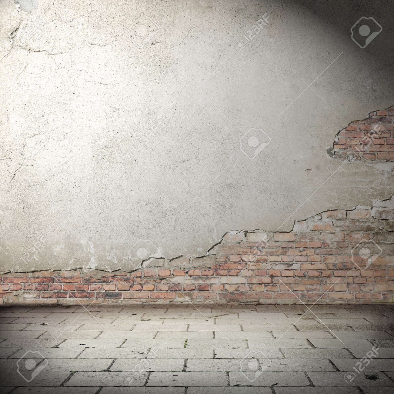 urban background with shadow vignette plastered brick wall texture