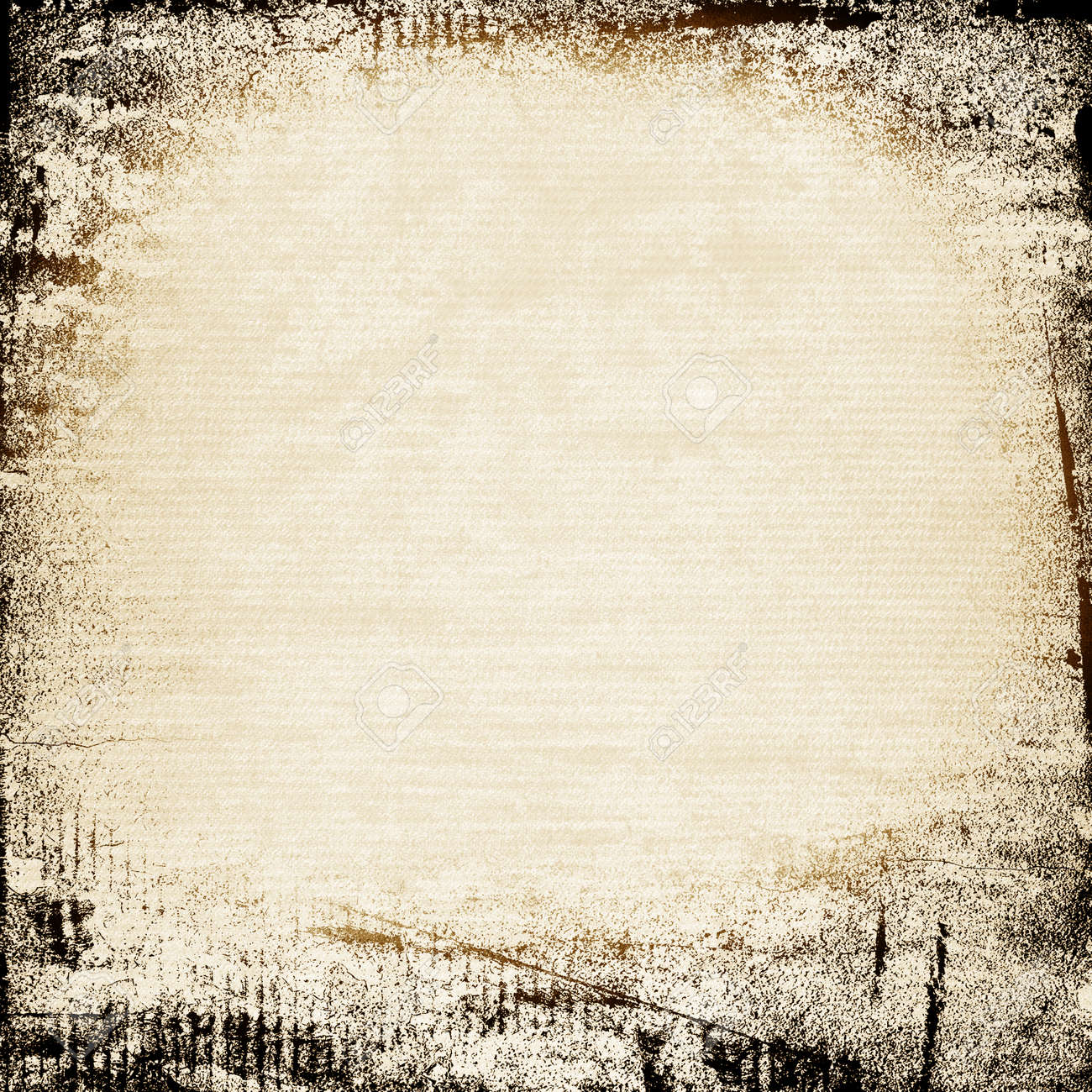 キャンバスのテクスチャ黒インク グランジ フレーム背景の水彩画ペイント段ボール古紙 の写真素材 画像素材 Image