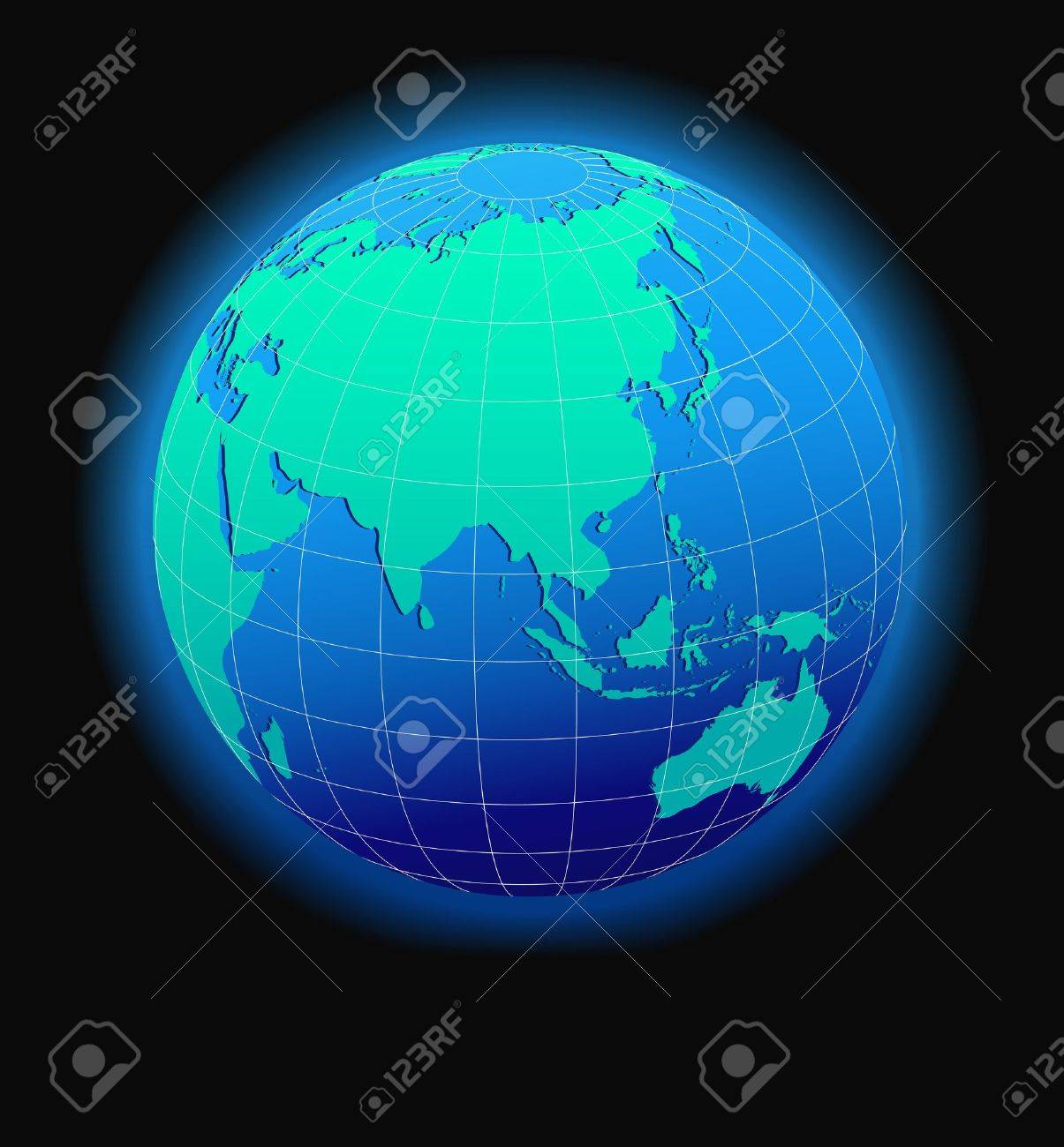 china and asia global world in space map icon of the world in globe