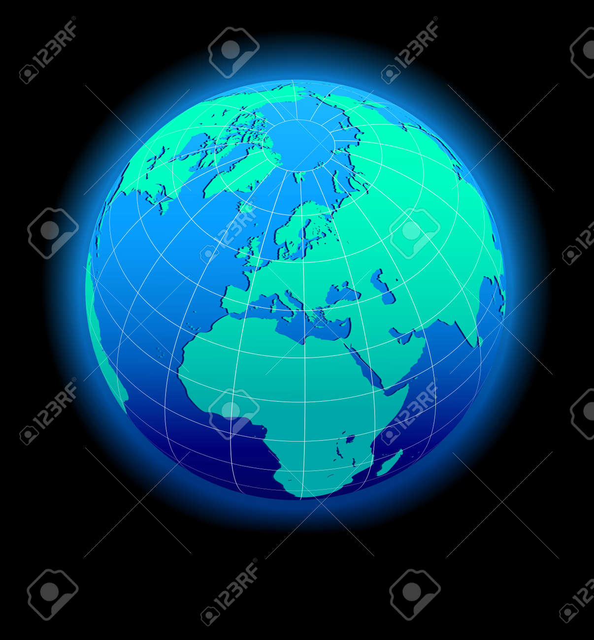 europe global world in space map icon of the world in globe the world form space