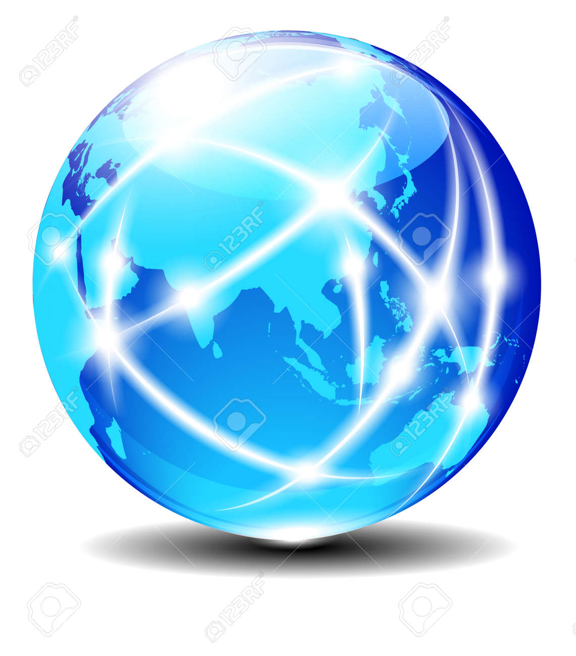 中国 アジア グローバル通信地球光線のイラスト素材 ベクタ Image