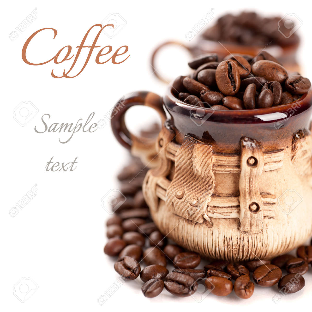 Coffee beans in a cup with the sample text - 22738324 Coffee beans in a cup with the sample text - 22738324